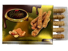 Load image into Gallery viewer, Baklava Sticks Peanut Butter Cream Crispy Phyllo Dough 5 Sticks 3.9 oz Per Pack
