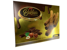 Load image into Gallery viewer, Baklava Sticks Hazelnut Chocolate Cream Crispy Phyllo Dough 5 Sticks 3.9 oz Per Pack