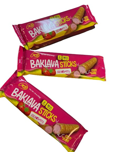 Baklava Sticks Strawberry Cream Crispy Phyllo Dough 6 Sticks 1.5 oz Per Pack