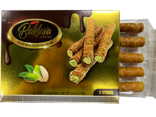 Load image into Gallery viewer, Baklava Sticks Pistachio Cream Crispy Phyllo Dough 5 Sticks 3.9 oz Per Pack
