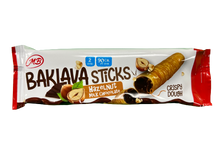 Load image into Gallery viewer, Baklava Sticks Hazelnut Chocolate Cream Crispy Phyllo Dough 6 Sticks 1.5 oz Per Pack
