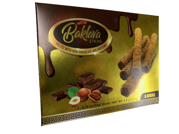 20 Sticks 4 flavors 5 hazelnut chocolate 5 pistachio 5 peanut butter 5 –  Baklava sticks